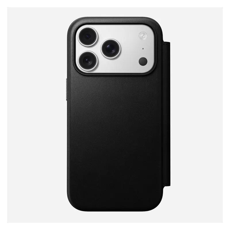 Handyhülle aus Leder Nomad Modern Leather Folio Cover für iPhone 17 Pro, 16 cm (6,3 Zoll), schwarz, 4 Kartenfächer