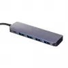 USB-Hub Unitek P5+ — 5 Ports (4 × USB 3.2 Gen 2 Typ-A), USB 3.2 Gen 1 Host, 5 Gbit/s, 10 W PD, Aluminium, Grau