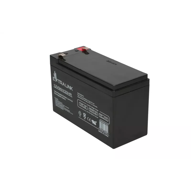Versiegelte Blei-Säure (VRLA) Batterie 12V 9Ah Extralink – AGM, 1 Stück, Schwarz