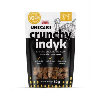 Hundeleckerlis UNISZKI Crunchy Turkey with Sage and Nettle 80 g – getreidefreie, zucker- und konservierungsmittelfreie Zahnpflege-Snacks