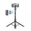 Stativ-Selfie-Stick Crong CRGSGU1BLK Aluminium Bluetooth mit klappbaren Beinen und Handyhalterung