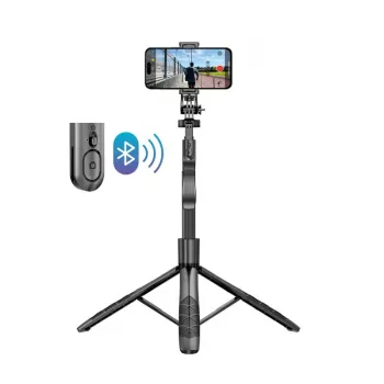 Stativ-Selfie-Stick Crong CRGSGU1BLK Aluminium Bluetooth mit klappbaren Beinen und Handyhalterung