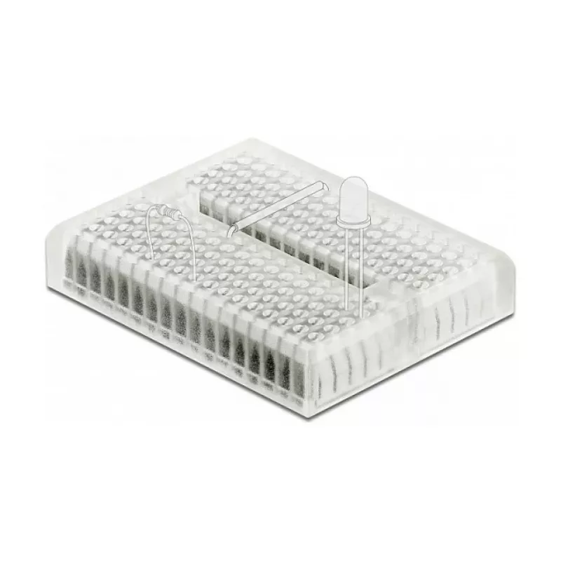 Breadboard DELOCK 18323 — transparentes Kunststoff, 36×46×10 mm