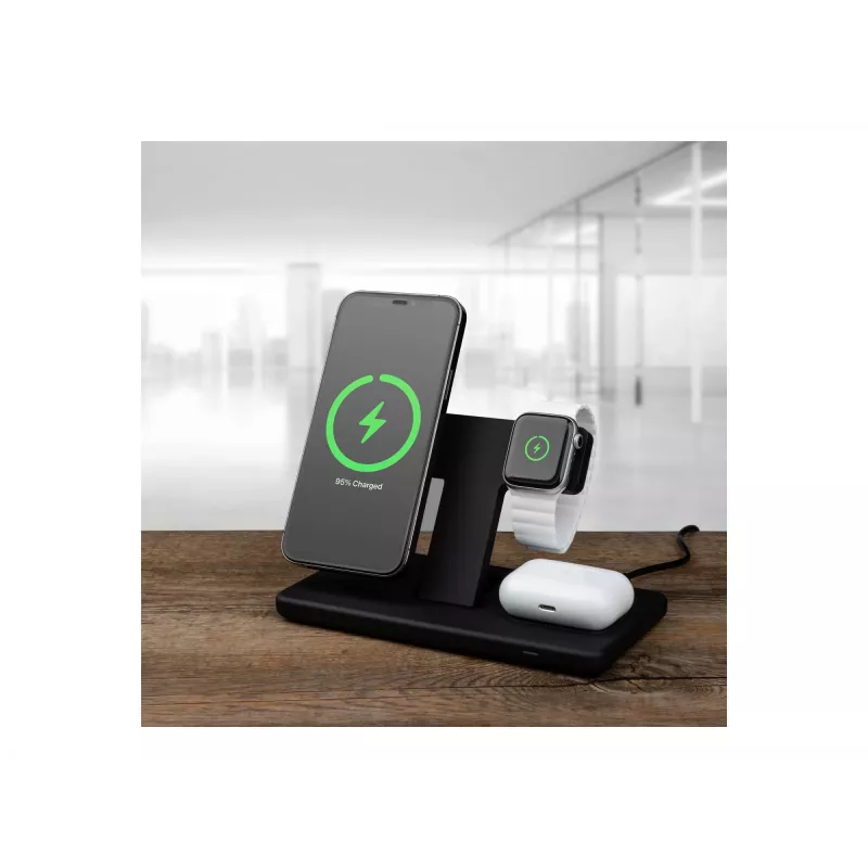 Fixed | MagPowerstation 3-in-1 kabellose Ladestation mit MagSafe-Halterung | FIXMPOS-BK | Schwarz