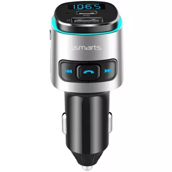 FM-Transmitter 4smarts 456201 Zigarettenanzünder Schwarz Silber AM FM Bluetooth