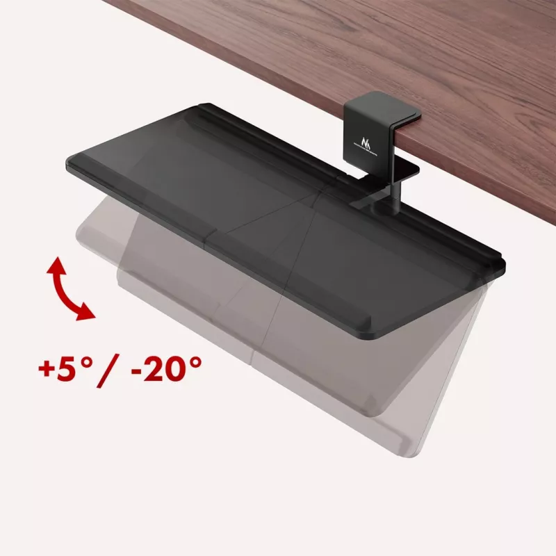 Maclean Unter-Tisch-Tastaturhalterung, max. Belastung 5 kg, horizontal und vertikal verstellbar, schwarz, MC-108 B