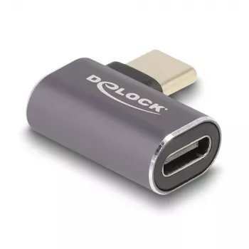 DeLOCK USB-Adapter 40 Gbps USB Type-C PD 3.0 100 W Stecker auf Buchse abgewinkelt links/rechts 8K 60 Hz Metall