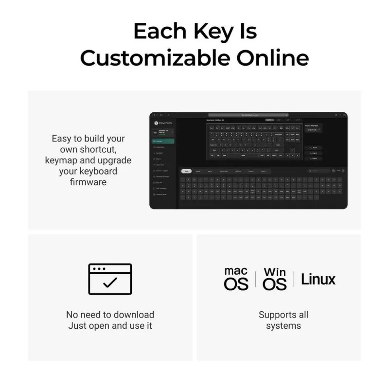 Mechanische Tastatur Keychron V3 Ultra 8K – Kabel & Bluetooth, QWERTY, RGB, Schwarz
