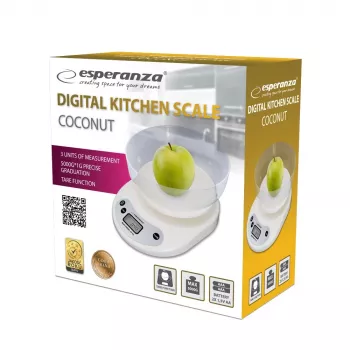 Elektronische Küchenwaage ESPERANZA EKS007 — 5 kg Kapazität, 1 g Genauigkeit, weiß