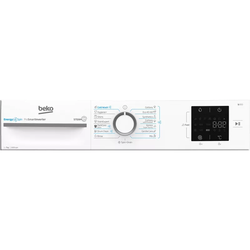 BEKO Waschmaschine BM3WFSU37013WW, 7 kg, Energieklasse A, 49,6 cm, 1000 U/min, Invertermotor, Steam Cure