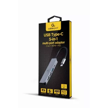 Gembird A-CM-COMBO5-03 USB Type-C 5-in-1 Multi-Port-Adapter (Hub + HDMI + PD)