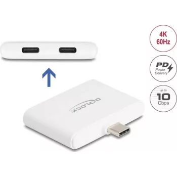 DELOCK USB Type-C Adapter — USB-C Daten 10 Gbit/s, Video 4K@60Hz, PD 92W (Modell 61088)