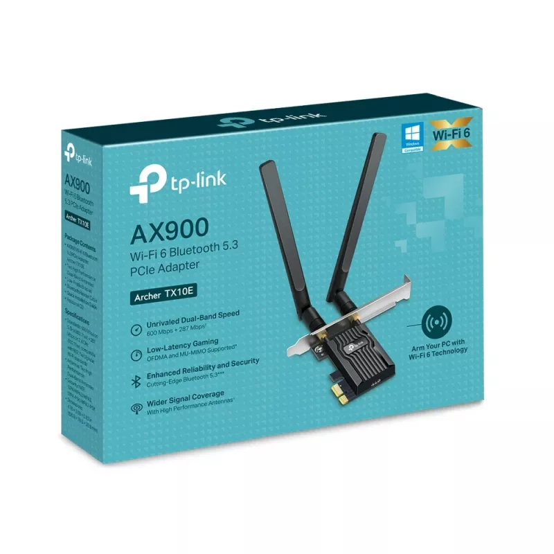 Wi‑Fi 6 Bluetooth PCIe Adapter TP‑LINK Archer TX10E AX900 — PCIe‑Karte, AX900 Wi‑Fi 6, Bluetooth