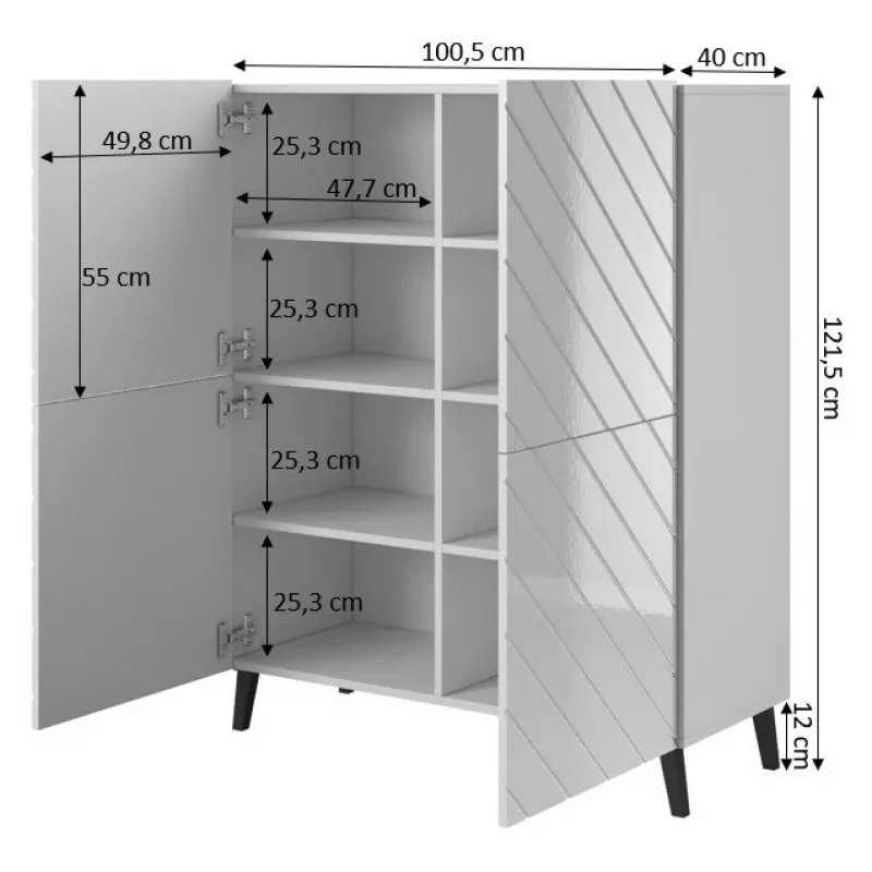 Shelving unit ABETO 100.5 x 40 x 121.5 cm schwarz/glänzend schwarz