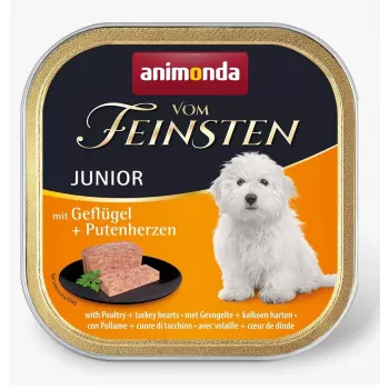 ANIMONDA Vom Feinsten Junior Geflügel und Truthahnherz - Nassfutter für Hunde - 150g