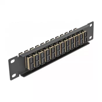 Glasfaser-Patchpanel DeLOCK 10 Zoll 12 Port SC Duplex Beige 1U Schwarz