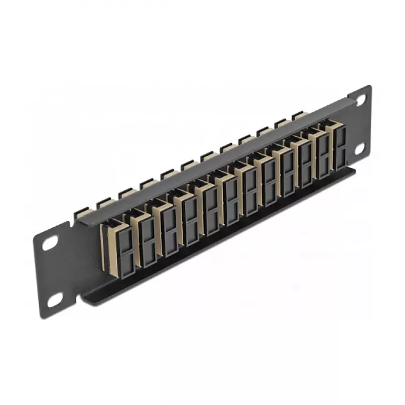 Glasfaser-Patchpanel DeLOCK 10 Zoll 12 Port SC Duplex Beige 1U Schwarz