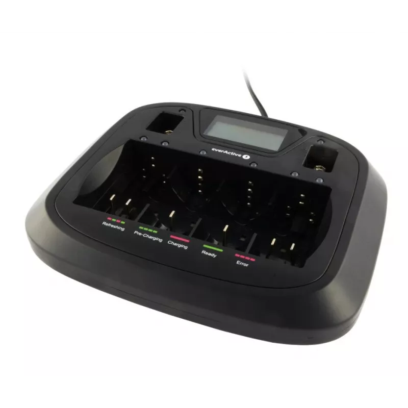 Batterieladegerät everActive NC-900U Universal DC — lädt AA, AAA, C, D, 9V, bis zu 6 Zellen, schwarz
