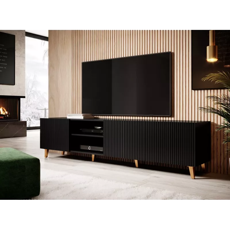 Cama RTV-Schrank PAFOS 200x42x52 schwarz matt