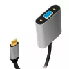 USB-Typ-C-auf-VGA-(D-Sub)-Video-Adapterkabel LOGILINK CUA0104 0,15 m, grau/schwarz