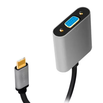 USB-Typ-C-auf-VGA-(D-Sub)-Video-Adapterkabel LOGILINK CUA0104 0,15 m, grau/schwarz