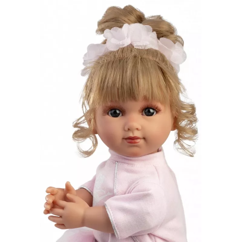 Babypuppe Llorens Elena Ballerina Höhe 35 mm Stoff und Vinyl beige rosa weiß empfohlen ab 3+