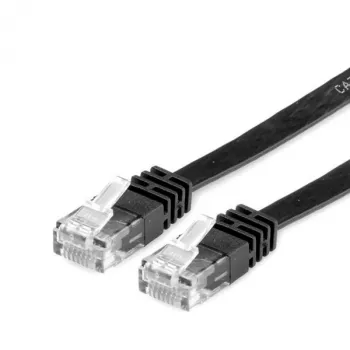 VALUE - Netzwerkkabel - RJ-45 (M) zu RJ-45 (M) - 1 m - UTP - CAT 6a - halogenfrei, geformt, flach - Schwarz (21.99.0821)