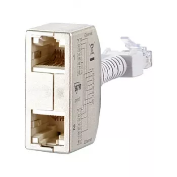 METZ CONNECT BTR Cable Sharing Adapter pnp 3 - Netzwerk-Splitter - RJ-45 (W) zu RJ-45 (M) - 8,9 cm - Grau (Packung mit 2) (130548-03-E)