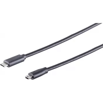 USB-Kabel S/CONN 77144-3.0 USB 2.0 2 m USB C Mini-USB A Schwarz