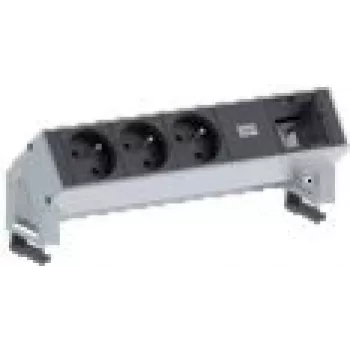 Bachmann DESK 2 Stromverlängerung 0,2 m 3 Steckdosen Schwarz Weiß