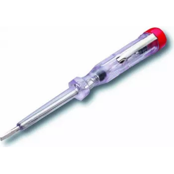 Spannungsprüfer-Schraubendreher Cimco 111320 — isolierter Prüfer, 12,5 cm, Chrom/Rot/Transparent