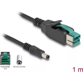 DeLOCK PoweredUSB-Kabel Stecker 12 V auf DC 5.5 x 2.5 mm Stecker 1 m