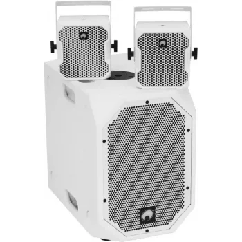 Aktivlautsprecher-Set Omnitronic BOB-10A ws mit 2x BOB-4 ws – aktive Hauptbox BOB-10A und zwei Satelliten BOB-4, kompakte aktive PA-Lautsprecher