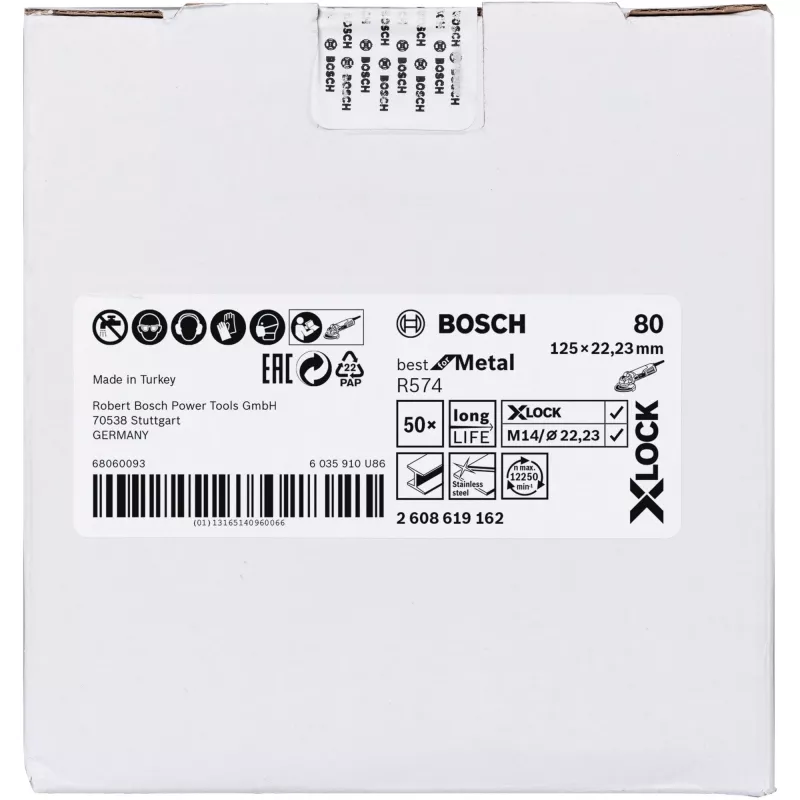 Schleifscheibe Bosch X-LOCK R574 Best for Metal 125 mm K 80, Schleifscheibe für Metall
