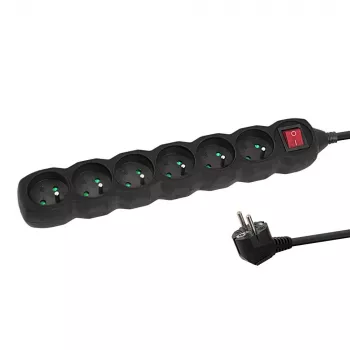 Esperanza ELK218K Stromverlängerung 3 m 6 AC-Steckdose(n) Innenbereich Schwarz