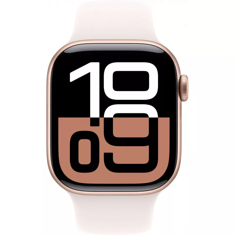 APPLE Watch Series 10 GPS 42 mm Roségold-Aluminiumgehäuse mit hellrosa Sportarmband - S/M