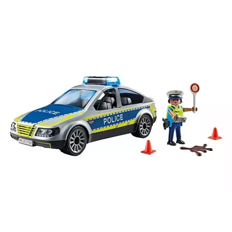 Playmobil Polizeiauto mit Sirene und Blinklicht, Mehrfarbig, Kunststoff, 3+