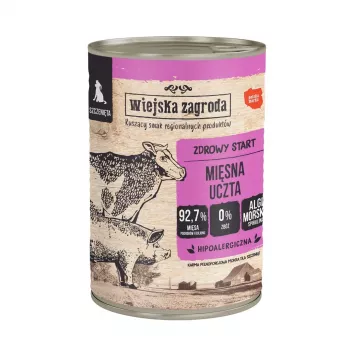 Nassfutter für Hunde wiejskazagroda Truthahn mit Lamm 800 g Dose, 82,2 % Feuchtigkeit, 8 % Protein, 2,7 % Fett