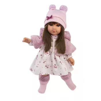 Puppe Llorens Sara 35 cm — realistischer Vinylkopf und weicher Stoffkörper
