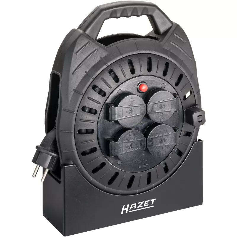 Kabeltrommel Hazet 161N-3D, 10,00 m Kabel, schwarz, tragbare Stromverlängerungstrommel