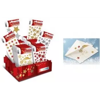 Sticker Herma 15098 — Glitzernde Sterne Weihnachtsdisplay-Dekorationsaufkleber, Bogen mit sortierten Glitzersternmotiven