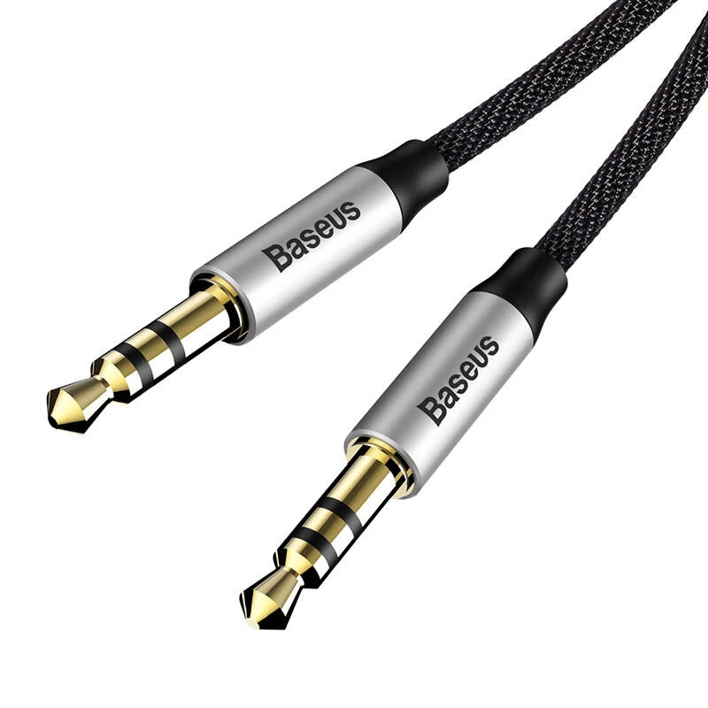 Baseus Yiven Audio-Kabel 3,5-mm-Klinkenstecker M30 1,5 m Silber + Schwarz