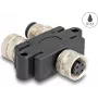 Kabel-Splitter DeLOCK M12 Y-Splitter A-kodiert 4-polig 1 x Buchse auf 1 x Stecker und 1 x Buchse