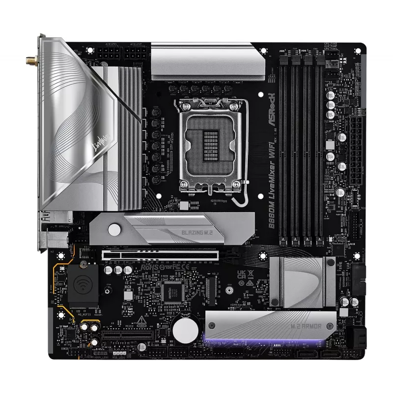Motherboard ASRock B860M LiveMixer WiFi — Intel B860, LGA 1851, micro ATX, DDR5, 4x DIMM, Wi‑Fi 6E, 2.5Gb LAN