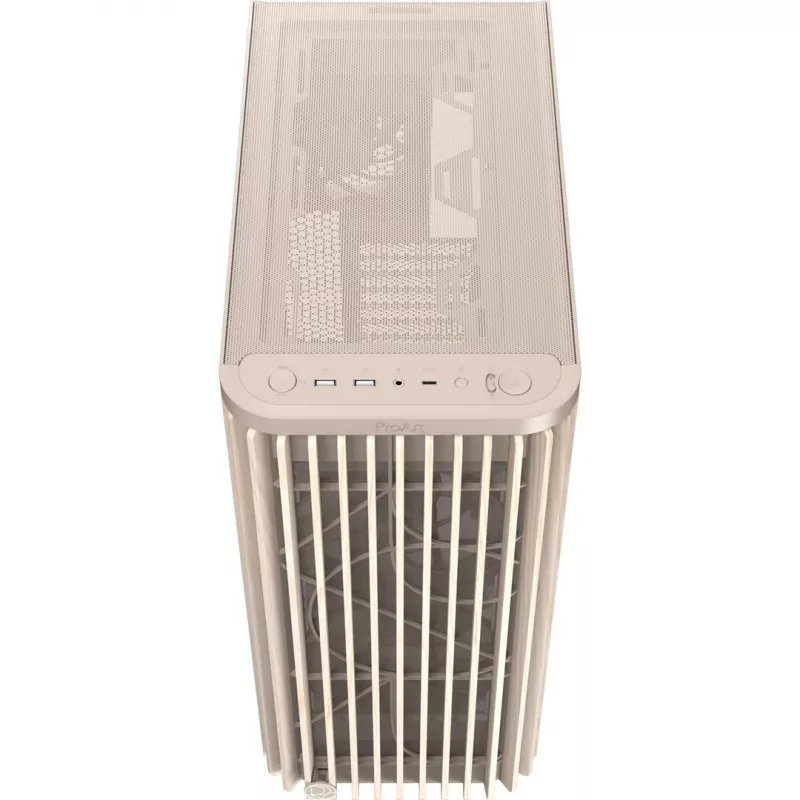 PC-Gehäuse ASUS PROART PA401 WOOD TG PWM BEIGE Gehäuse — ATX, 503×225×412 mm, 2×3,5 Zoll/2×2,5 Zoll, GPU bis zu 315 mm