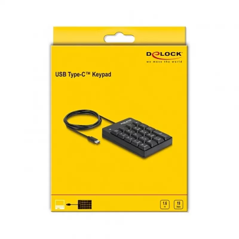 Numerischer Tastenblock DeLOCK 12108 USB Schwarz 19 Tasten 1,6 m Kabel