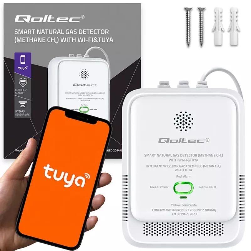 Gasleckdetektor QOLTEC NG Tuya — Erdgas (CH4)-Detektor, smart Tuya-kompatibel