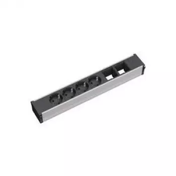 Power Extension 4 AC Outlet Bachmann 912.007 Schwarz Silber