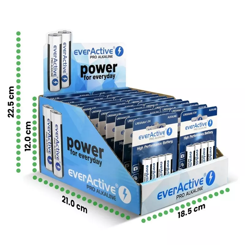 Alkali-Batterien everActive AAA LR034BLPADIS – Packung mit 96 Stück