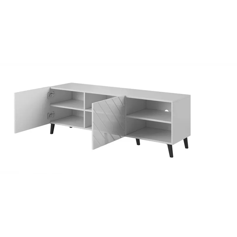 RTV-Schrank ABETO 150x42x52 weiß/weiß glänzend